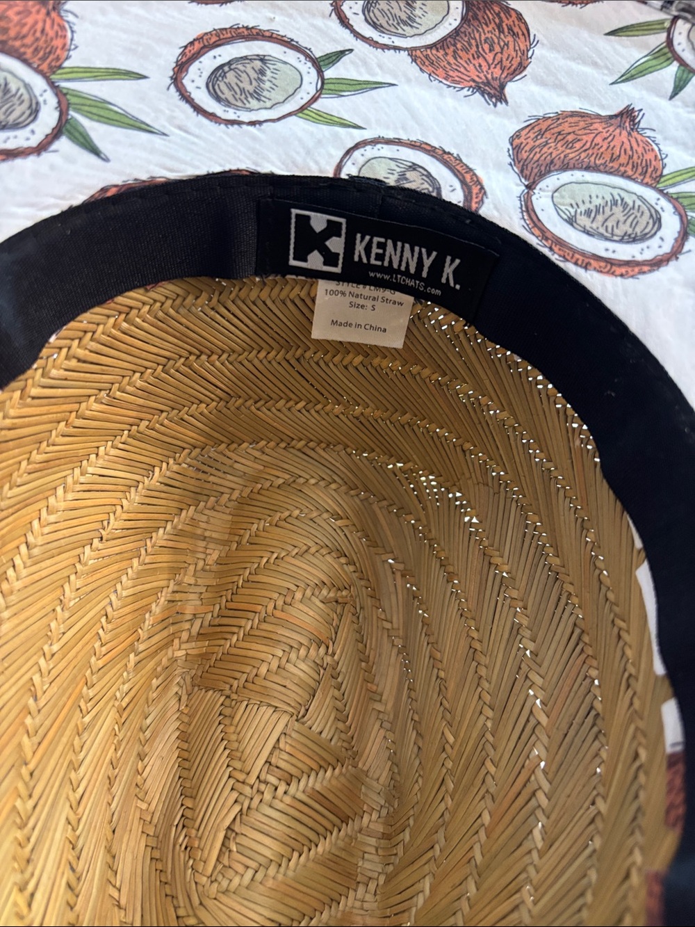 Kenny K Natural Straw Hat with Black Band and coconuts… cruise hat, sun hat, SM